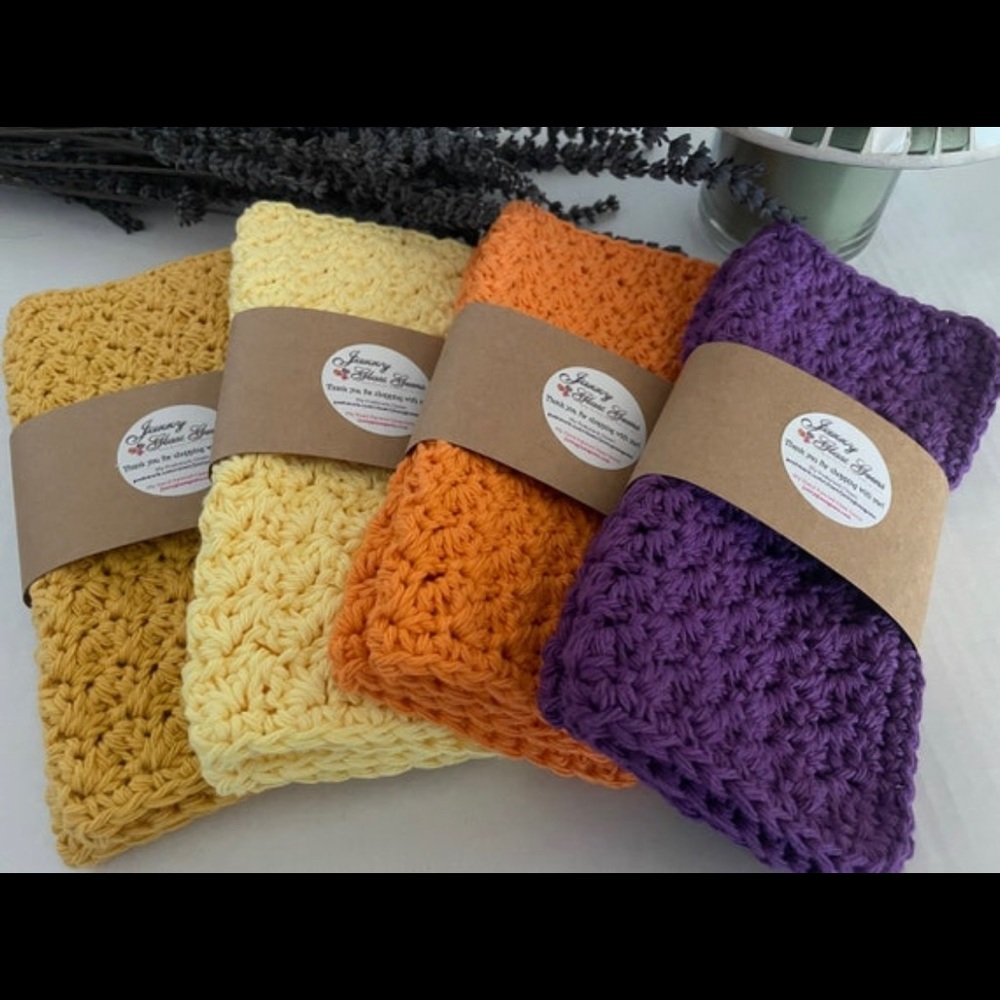 Crochet Washcloths - Set of 2, Dishcloths 100% Cotton YOU CHOOSE COLOR! - Picture 5 of 7